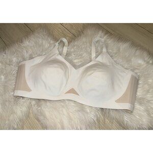 Honeylove LWBRO301 Crossover Bra Lined Wire Free Mesh Trim Womens 3X White